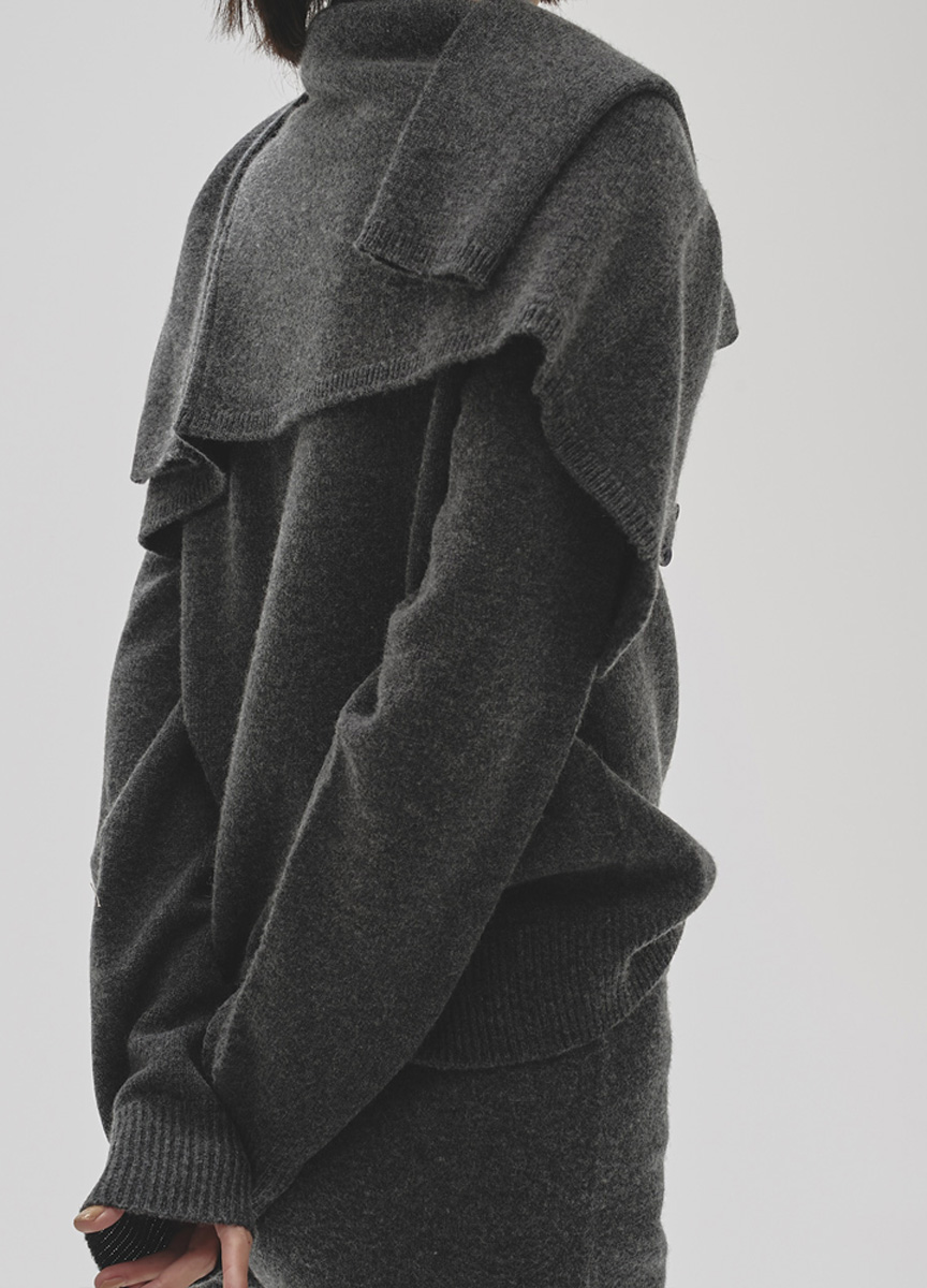 喀什米爾混紡圓領針織上衣